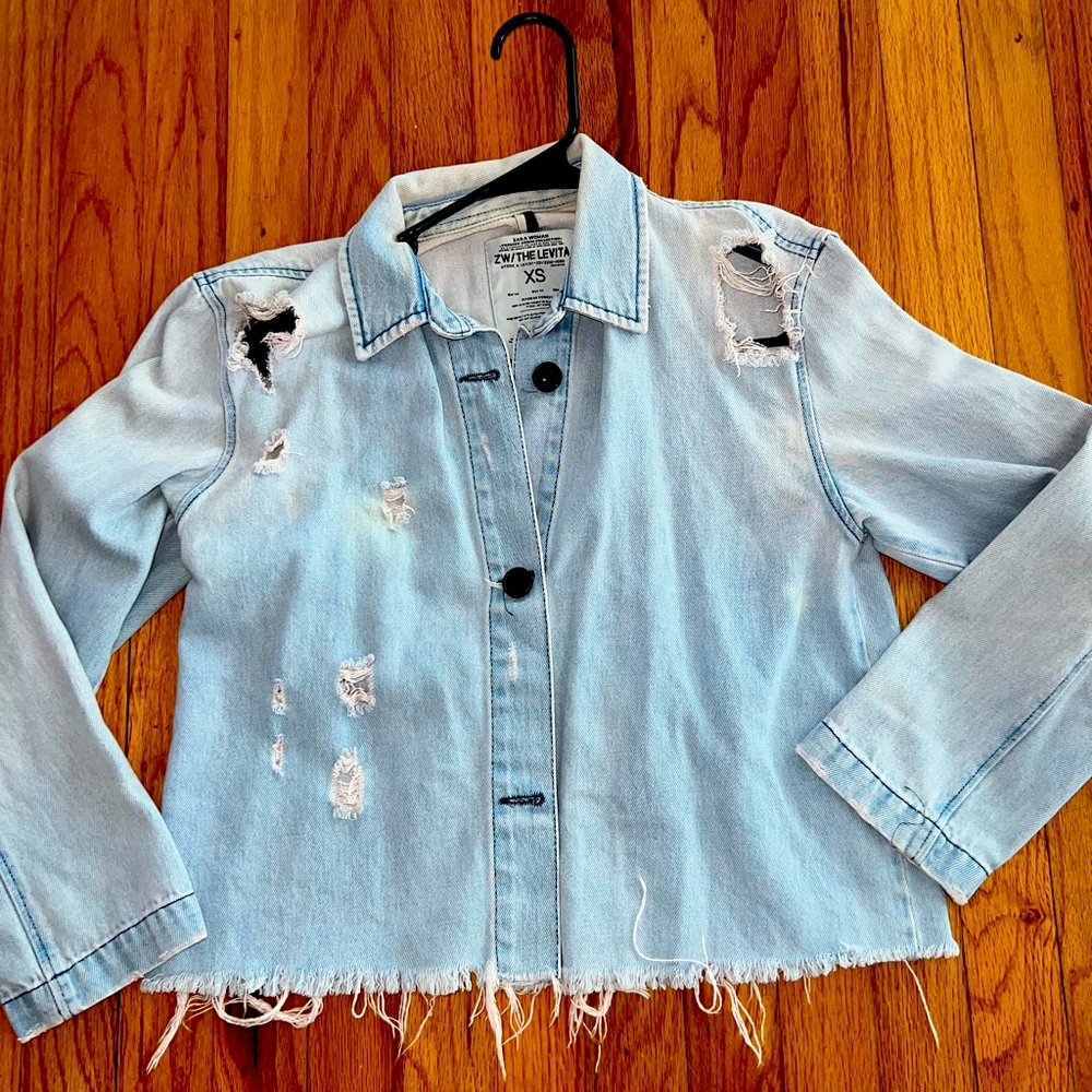 Zara distressed denim jacket